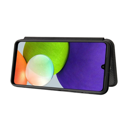 For Samsung Galaxy A22 4G Carbon Fiber Texture Horizontal Flip TPU + PC + PU Leather Case with Card Slot(Black) by buy2fix