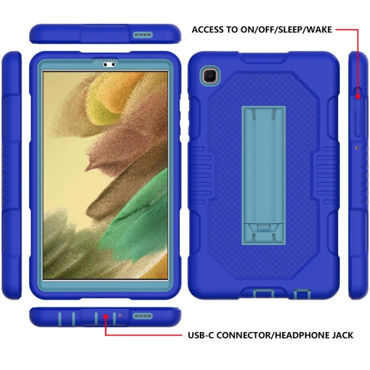 For Samsung Galaxy Tab A7 Lite T220 / T225 (2021) Contrast Color Robot Shockproof Silicone + PC Protective Case with Holder(Sapphire Blue) - Tab A7 Lite T220 / T225 by buy2fix | Online Shopping UK | buy2fix
