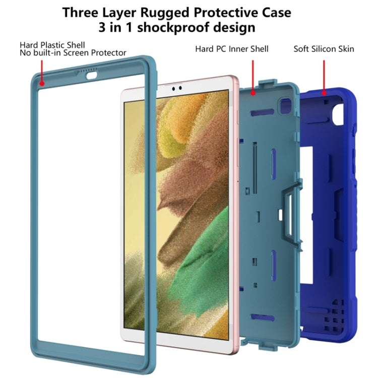 For Samsung Galaxy Tab A7 Lite T220 / T225 (2021) Contrast Color Robot Shockproof Silicone + PC Protective Case with Holder(Sapphire Blue) - Tab A7 Lite T220 / T225 by buy2fix | Online Shopping UK | buy2fix