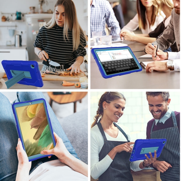 For Samsung Galaxy Tab A7 Lite T220 / T225 (2021) Contrast Color Robot Shockproof Silicone + PC Protective Case with Holder(Sapphire Blue) - Tab A7 Lite T220 / T225 by buy2fix | Online Shopping UK | buy2fix