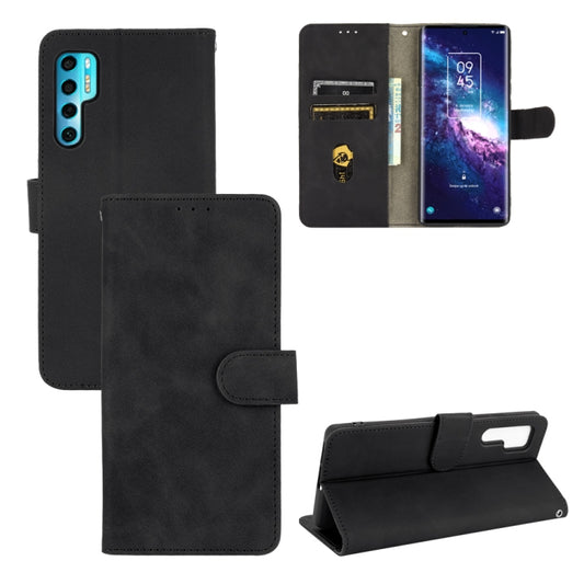 For TCL 20 Pro 5G Solid Color Skin Feel Magnetic Buckle Horizontal Flip Calf Texture PU Leather Case with Holder & Card Slots & Wallet(Black) - TCL by buy2fix | Online Shopping UK | buy2fix