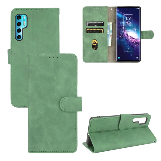 For TCL 20 Pro 5G Solid Color Skin Feel Magnetic Buckle Horizontal Flip Calf Texture PU Leather Case with Holder & Card Slots & Wallet(Green) - TCL by buy2fix | Online Shopping UK | buy2fix