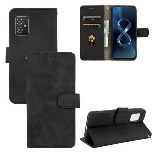 For Asus Zenfone 8 / ZS590KS (8 Mini) Solid Color Skin Feel Magnetic Buckle Horizontal Flip Calf Texture PU Leather Case with Holder & Card Slots & Wallet(Black) - ASUS Cases by buy2fix | Online Shopping UK | buy2fix