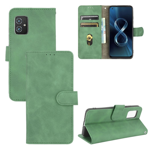For Asus Zenfone 8 / ZS590KS (8 Mini) Solid Color Skin Feel Magnetic Buckle Horizontal Flip Calf Texture PU Leather Case with Holder & Card Slots & Wallet(Green) - ASUS Cases by buy2fix | Online Shopping UK | buy2fix