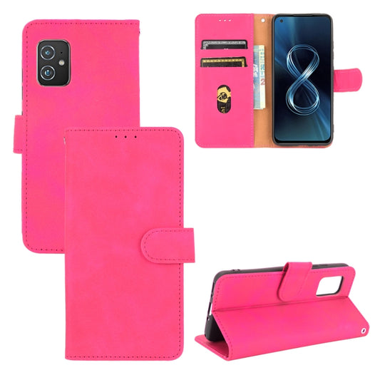 For Asus Zenfone 8 / ZS590KS (8 Mini) Solid Color Skin Feel Magnetic Buckle Horizontal Flip Calf Texture PU Leather Case with Holder & Card Slots & Wallet(Rose Red) - ASUS Cases by buy2fix | Online Shopping UK | buy2fix