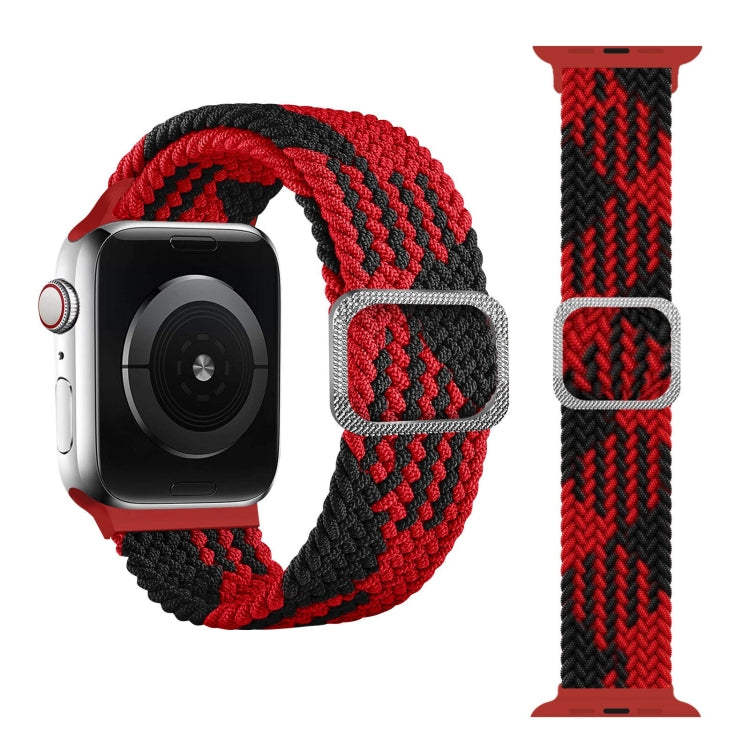 Buckle Braided Elastic Strap Watch Band For Apple Watch Series 7 45mm / 6 & SE & 5 & 4 44mm / 3 & 2 & 1 42mm(Red Between Black) by buy2fix
