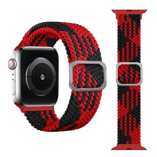 Buckle Braided Elastic Strap Watch Band For Apple Watch Series 7 45mm / 6 & SE & 5 & 4 44mm / 3 & 2 & 1 42mm(Red Between Black) by buy2fix