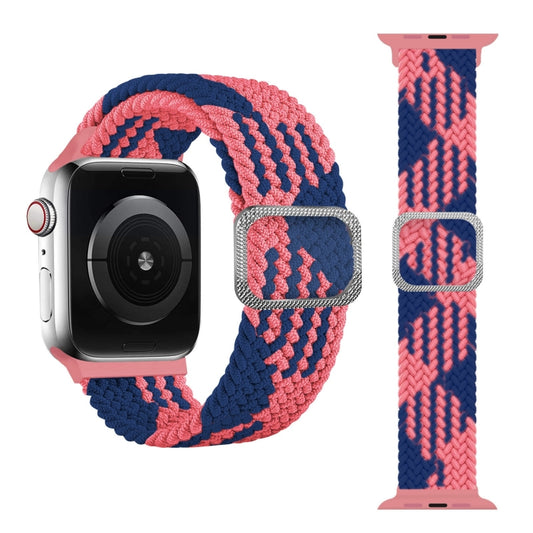 Buckle Braided Elastic Strap Watch Band For Apple Watch Ultra 49mm&Watch Ultra 2 49mm / Series 9&8&7 45mm / SE 3&SE 2&6&SE&5&4 44mm / 3&2&1 42mm(Pink Blue) by buy2fix