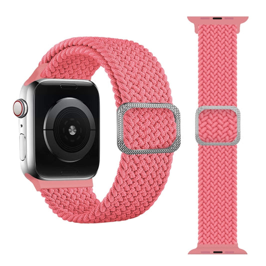 Buckle Braided Elastic Strap Watch Band For Apple Watch Ultra 49mm&Watch Ultra 2 49mm / Series 9&8&7 45mm / SE 3&SE 2&6&SE&5&4 44mm / 3&2&1 42mm(Pink) by buy2fix