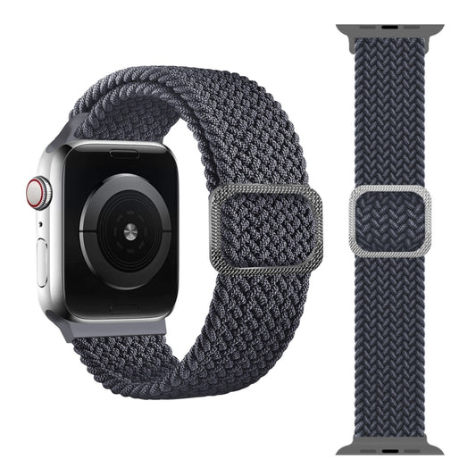 Buckle Braided Elastic Strap Watch Band For Apple Watch Series 7 45mm / 6 & SE & 5 & 4 44mm / 3 & 2 & 1 42mm(Grey) by buy2fix