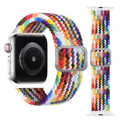 Buckle Braided Elastic Strap Watch Band For Apple Watch Ultra 49mm&Watch Ultra 2 49mm / Series 9&8&7 45mm / SE 3&SE 2&6&SE&5&4 44mm / 3&2&1 42mm(Rainbow Color) by buy2fix