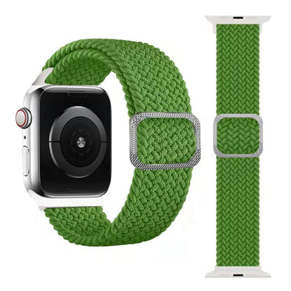Buckle Braided Elastic Strap Watch Band For Apple Watch Ultra 49mm&Watch Ultra 2 49mm / Series 9&8&7 45mm / SE 3&SE 2&6&SE&5&4 44mm / 3&2&1 42mm(Bright Green) by buy2fix