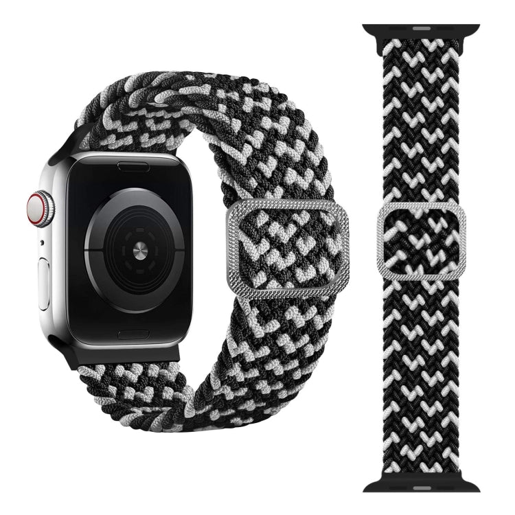 Buckle Braided Elastic Strap Watch Band For Apple Watch Series 7 41mm / 6 & SE & 5 & 4 40mm / 3 & 2 & 1 38mm(Wave Black and White) by buy2fix