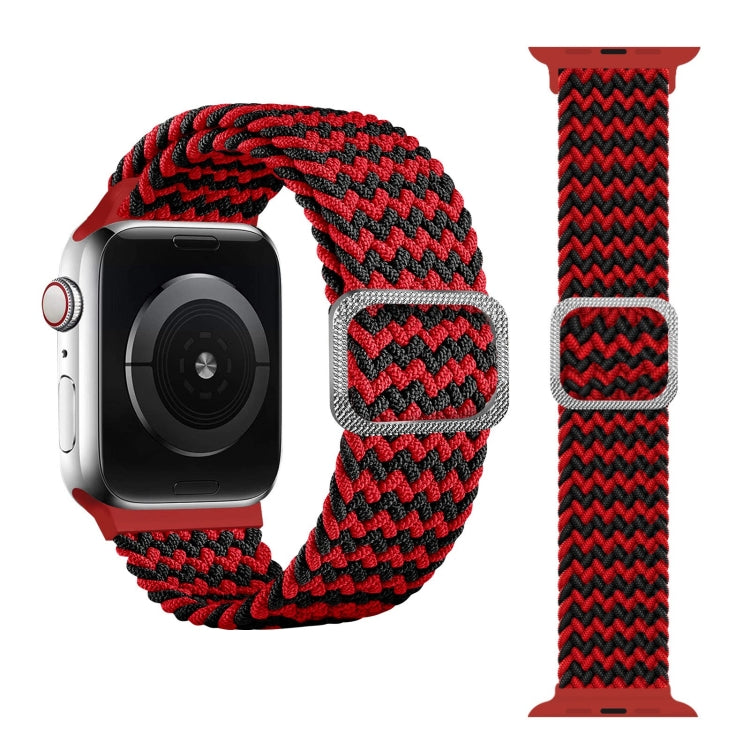 Buckle Braided Elastic Strap Watch Band For Apple Watch Series 7 41mm / 6 & SE & 5 & 4 40mm / 3 & 2 & 1 38mm(Wave Red Black) by buy2fix