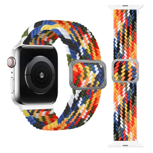 Buckle Braided Elastic Strap Watch Band For Apple Watch Series 7 41mm / 6 & SE & 5 & 4 40mm / 3 & 2 & 1 38mm(Rainbow) by buy2fix