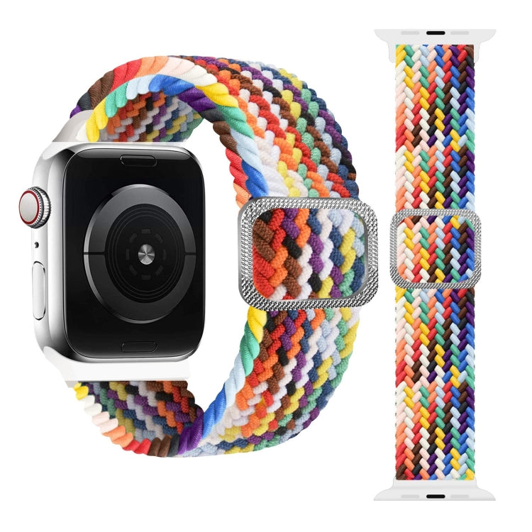 Buckle Braided Elastic Strap Watch Band For Apple Watch Series 9&8&7 41mm / SE 3&SE 2&6&SE&5&4 40mm / 3&2&1 38mm(Rainbow Color) by buy2fix