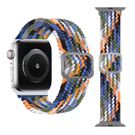 Buckle Braided Elastic Strap Watch Band For Apple Watch Series 9&8&7 41mm / SE 3&SE 2&6&SE&5&4 40mm / 3&2&1 38mm(Denim) by buy2fix