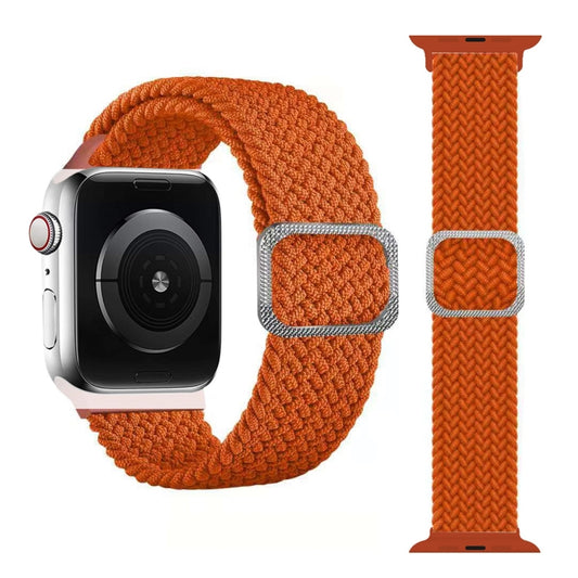 Buckle Braided Elastic Strap Watch Band For Apple Watch Series 9&8&7 41mm / SE 3&SE 2&6&SE&5&4 40mm / 3&2&1 38mm(Bright Orange) by buy2fix
