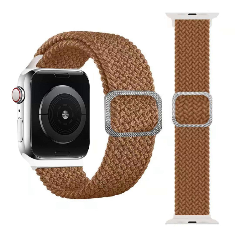 Buckle Braided Elastic Strap Watch Band For Apple Watch Series 9&8&7 41mm / SE 3&SE 2&6&SE&5&4 40mm / 3&2&1 38mm(Coffee) by buy2fix