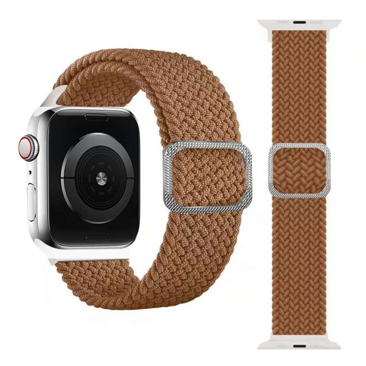 Buckle Braided Elastic Strap Watch Band For Apple Watch Series 9&8&7 41mm / SE 3&SE 2&6&SE&5&4 40mm / 3&2&1 38mm(Coffee) by buy2fix