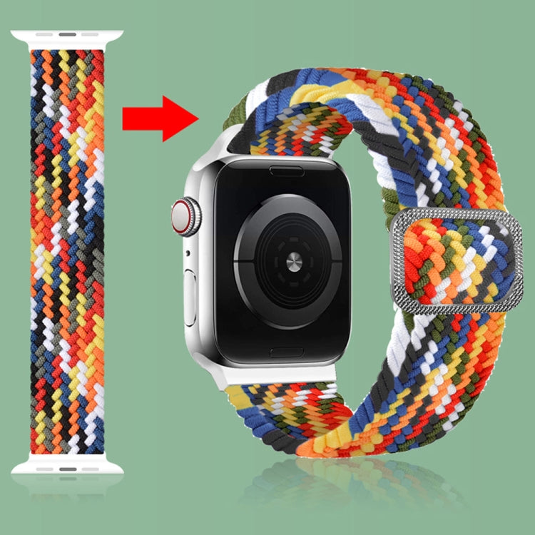 Buckle Braided Elastic Strap Watch Band For Apple Watch Series 9&8&7 41mm / SE 3&SE 2&6&SE&5&4 40mm / 3&2&1 38mm(Bright Green) by buy2fix