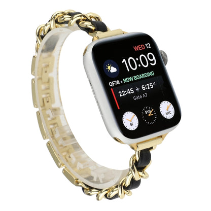 Small Waist Stainless Steel Strap Watch Band For Apple Watch Ultra 49mm&Watch Ultra 2 49mm / Series 9&8&7 45mm / SE 3&SE 2&6&SE&5&4 44mm / 3&2&1 42mm(Gold Black) by buy2fix