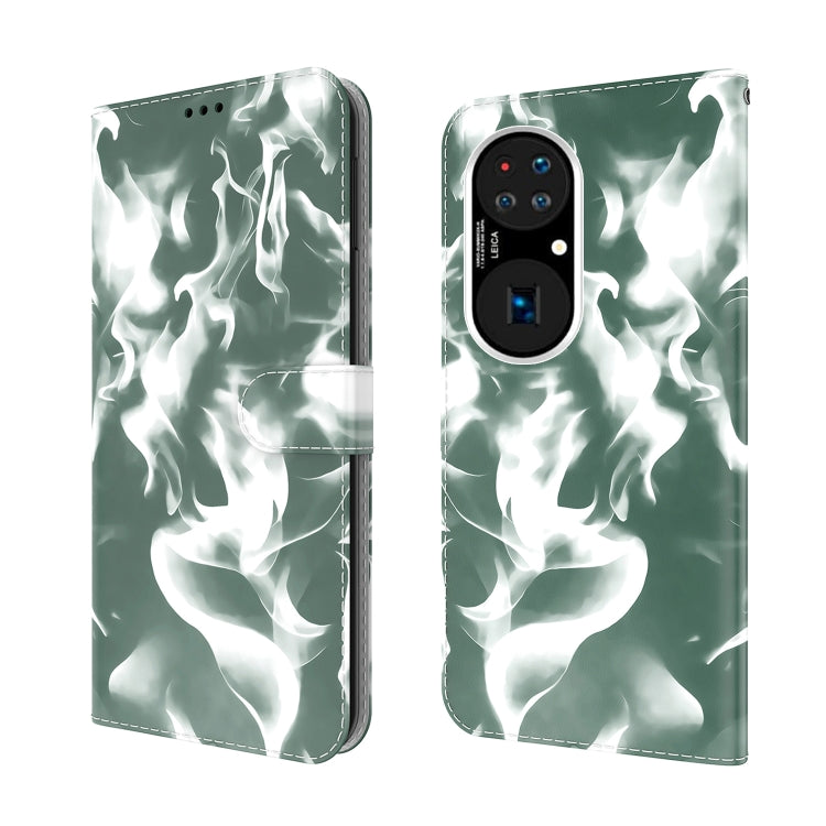For Huawei P50 Cloud Fog Pattern Horizontal Flip Leather Case with Holder & Card Slot & Wallet(Dark Green) - Huawei Cases by buy2fix | Online Shopping UK | buy2fix