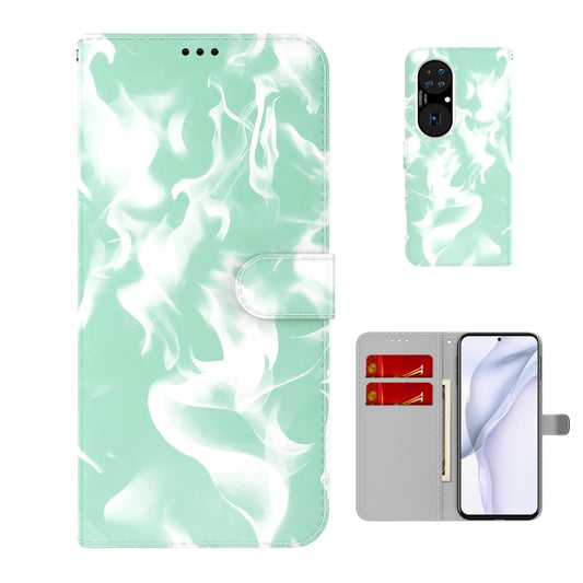 For Huawei P50 Cloud Fog Pattern Horizontal Flip Leather Case with Holder & Card Slot & Wallet(Mint Green) - Huawei Cases by buy2fix | Online Shopping UK | buy2fix