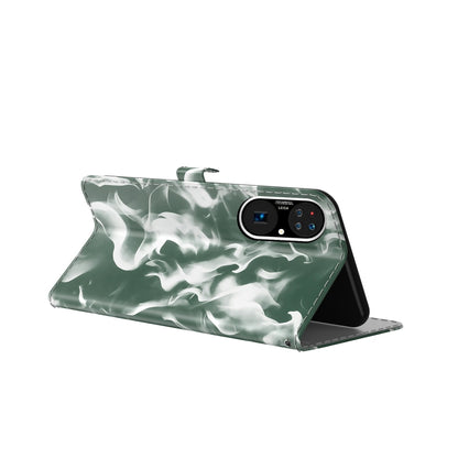 For Huawei P50 Pro Cloud Fog Pattern Horizontal Flip Leather Case with Holder & Card Slot & Wallet(Dark Green) - Huawei Cases by buy2fix | Online Shopping UK | buy2fix