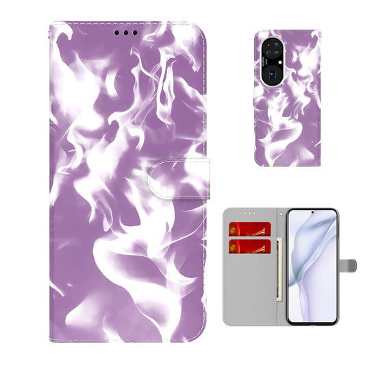 For Huawei P50 Pro Cloud Fog Pattern Horizontal Flip Leather Case with Holder & Card Slot & Wallet(Purple) - Huawei Cases by buy2fix | Online Shopping UK | buy2fix