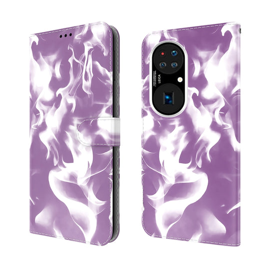 For Huawei P50 Pro Cloud Fog Pattern Horizontal Flip Leather Case with Holder & Card Slot & Wallet(Purple) - Huawei Cases by buy2fix | Online Shopping UK | buy2fix