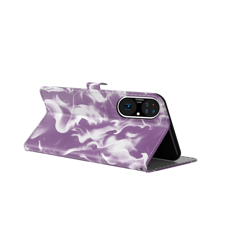 For Huawei P50 Pro Cloud Fog Pattern Horizontal Flip Leather Case with Holder & Card Slot & Wallet(Purple) - Huawei Cases by buy2fix | Online Shopping UK | buy2fix