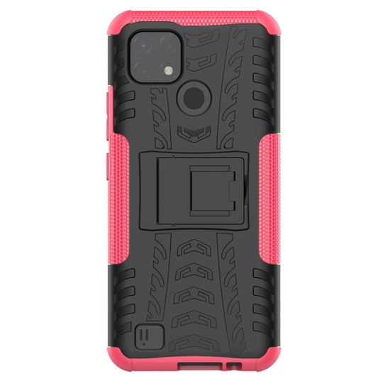 For OPPO Realme C21 / C20 Tire Texture Shockproof TPU+PC Protective Case with Holder(Pink) - Realme Cases by buy2fix | Online Shopping UK | buy2fix