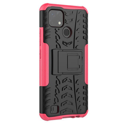 For OPPO Realme C21 / C20 Tire Texture Shockproof TPU+PC Protective Case with Holder(Pink) - Realme Cases by buy2fix | Online Shopping UK | buy2fix