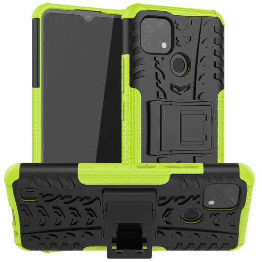 For OPPO Realme C21 / C20 Tire Texture Shockproof TPU+PC Protective Case with Holder(Green) - Realme Cases by buy2fix | Online Shopping UK | buy2fix