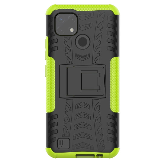 For OPPO Realme C21 / C20 Tire Texture Shockproof TPU+PC Protective Case with Holder(Green) - Realme Cases by buy2fix | Online Shopping UK | buy2fix