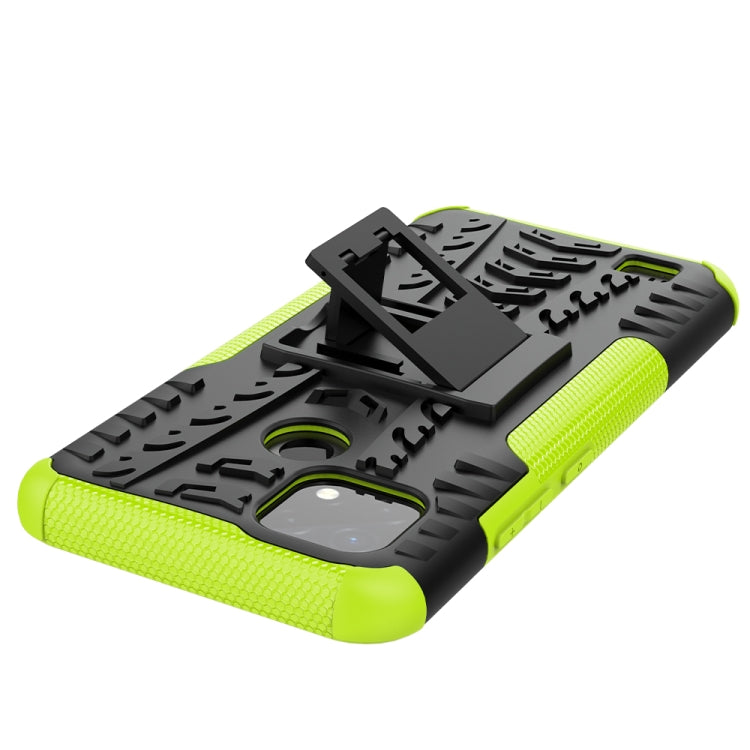 For OPPO Realme C21 / C20 Tire Texture Shockproof TPU+PC Protective Case with Holder(Green) - Realme Cases by buy2fix | Online Shopping UK | buy2fix