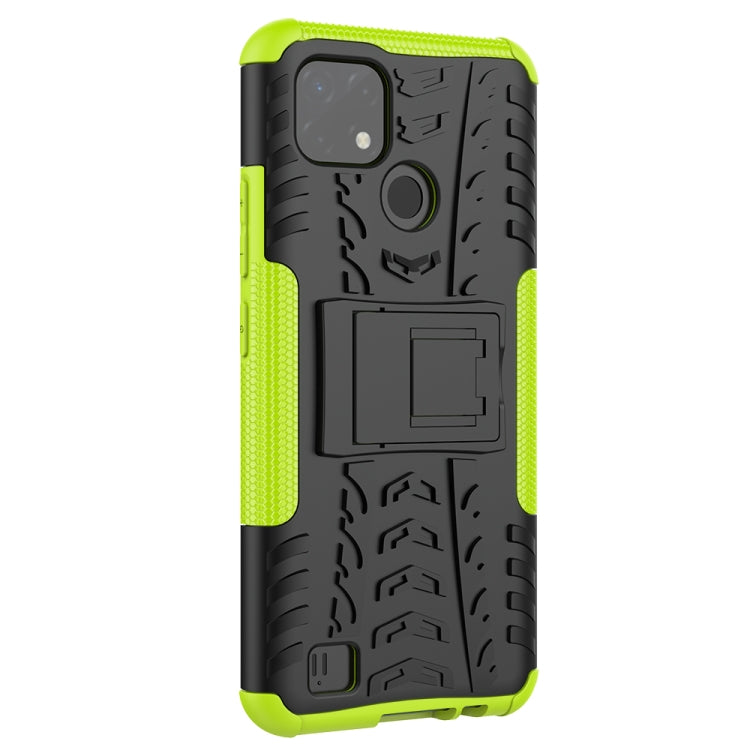 For OPPO Realme C21 / C20 Tire Texture Shockproof TPU+PC Protective Case with Holder(Green) - Realme Cases by buy2fix | Online Shopping UK | buy2fix