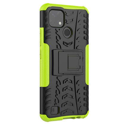 For OPPO Realme C21 / C20 Tire Texture Shockproof TPU+PC Protective Case with Holder(Green) - Realme Cases by buy2fix | Online Shopping UK | buy2fix