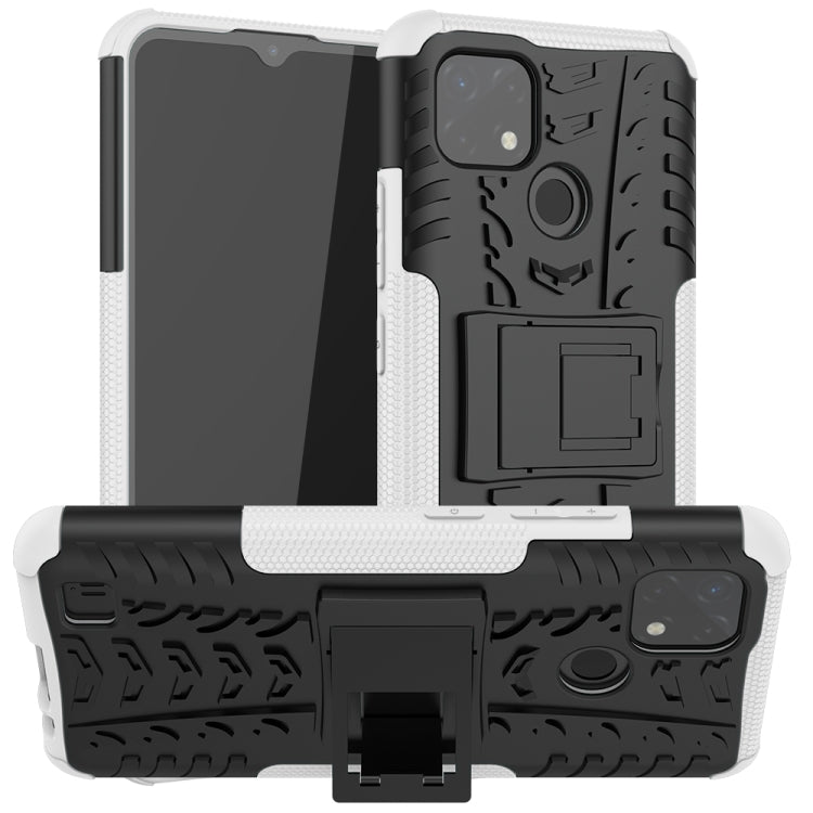 For OPPO Realme C21 / C20 Tire Texture Shockproof TPU+PC Protective Case with Holder(White) - Realme Cases by buy2fix | Online Shopping UK | buy2fix