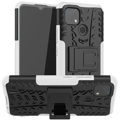 For OPPO Realme C21 / C20 Tire Texture Shockproof TPU+PC Protective Case with Holder(White) - Realme Cases by buy2fix | Online Shopping UK | buy2fix
