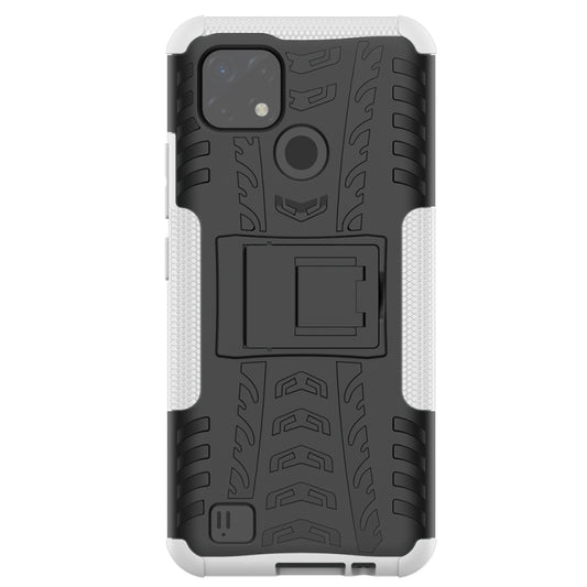 For OPPO Realme C21 / C20 Tire Texture Shockproof TPU+PC Protective Case with Holder(White) - Realme Cases by buy2fix | Online Shopping UK | buy2fix