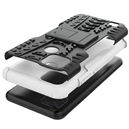 For OPPO Realme C21 / C20 Tire Texture Shockproof TPU+PC Protective Case with Holder(White) - Realme Cases by buy2fix | Online Shopping UK | buy2fix