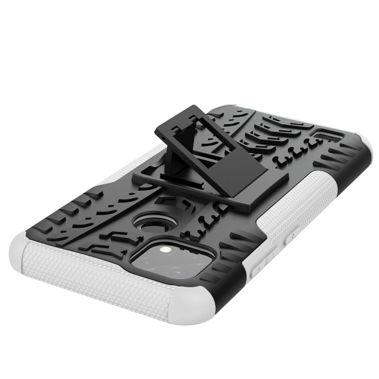 For OPPO Realme C21 / C20 Tire Texture Shockproof TPU+PC Protective Case with Holder(White) - Realme Cases by buy2fix | Online Shopping UK | buy2fix
