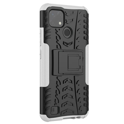 For OPPO Realme C21 / C20 Tire Texture Shockproof TPU+PC Protective Case with Holder(White) - Realme Cases by buy2fix | Online Shopping UK | buy2fix