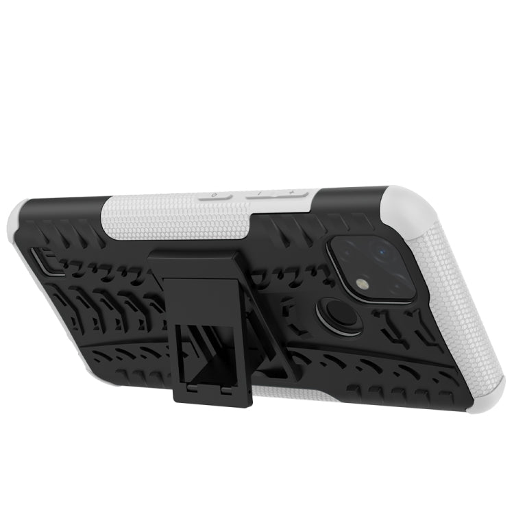 For OPPO Realme C21 / C20 Tire Texture Shockproof TPU+PC Protective Case with Holder(White) - Realme Cases by buy2fix | Online Shopping UK | buy2fix