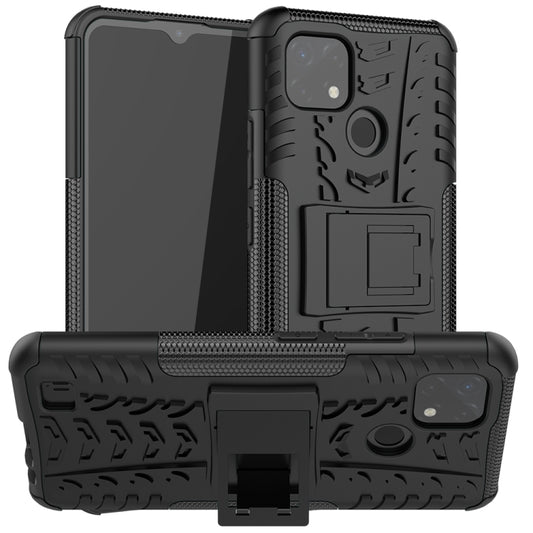 For OPPO Realme C21 / C20 Tire Texture Shockproof TPU+PC Protective Case with Holder(Black) - Realme Cases by buy2fix | Online Shopping UK | buy2fix