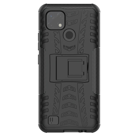 For OPPO Realme C21 / C20 Tire Texture Shockproof TPU+PC Protective Case with Holder(Black) - Realme Cases by buy2fix | Online Shopping UK | buy2fix