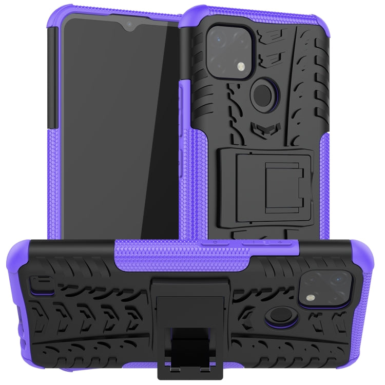 For OPPO Realme C21 / C20 Tire Texture Shockproof TPU+PC Protective Case with Holder(Purple) - Realme Cases by buy2fix | Online Shopping UK | buy2fix