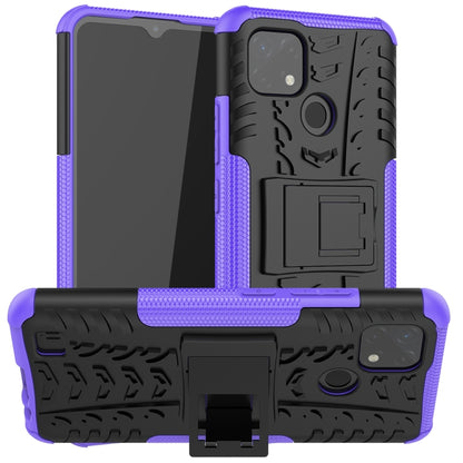 For OPPO Realme C21 / C20 Tire Texture Shockproof TPU+PC Protective Case with Holder(Purple) - Realme Cases by buy2fix | Online Shopping UK | buy2fix
